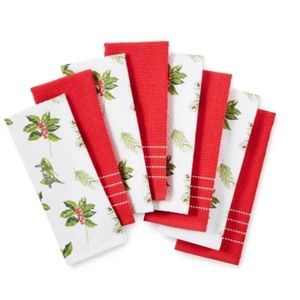 Martha Stewart Anti-microbial Kitchen Holiday Mistletoe Holly Towels
